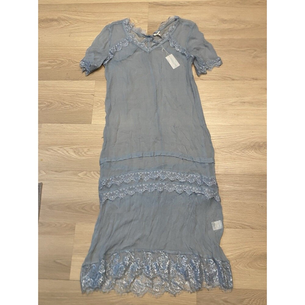 Sundance Blue Lace Slip Dress Size 12 NWT